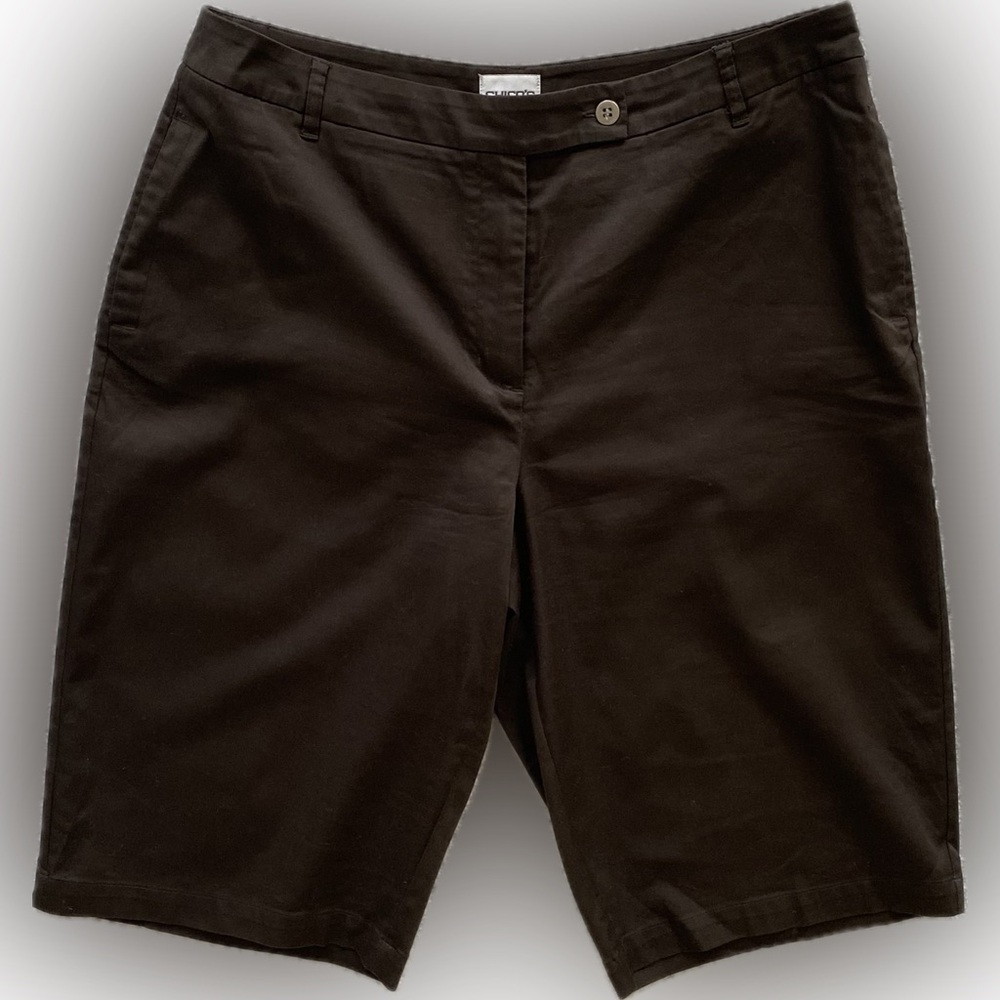 Chico's Brown Bermuda Shorts Tailored Flat-Front Design